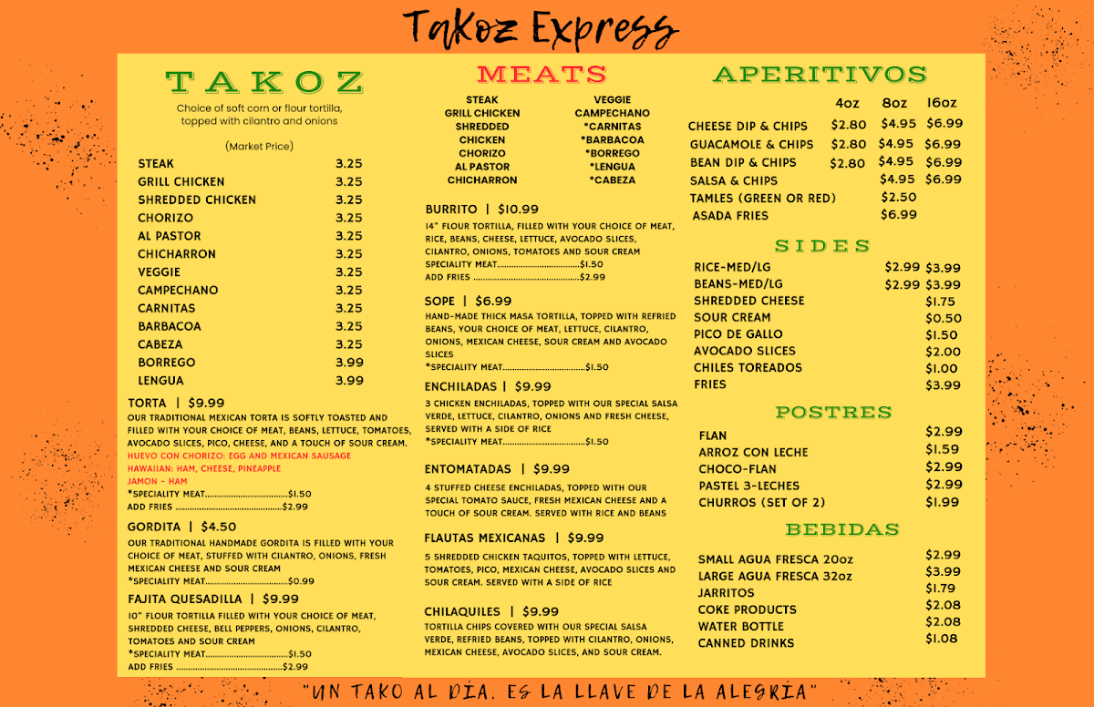 Menu Takoz Express-1