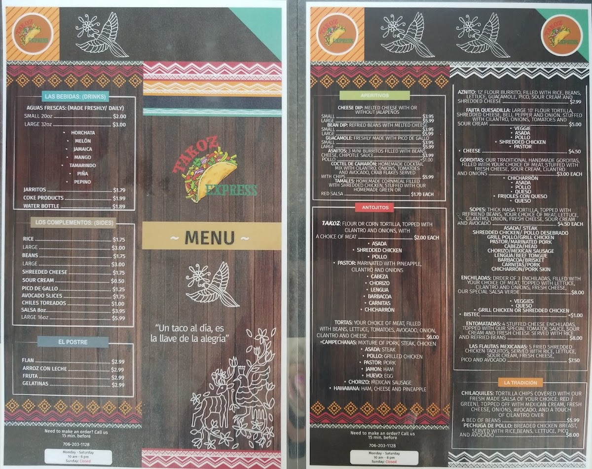 Menu Takoz Express-7